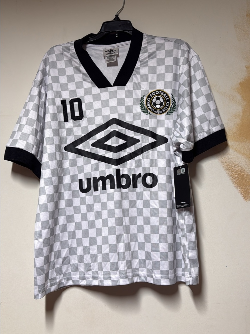 Umbro White & Black Checkerboard Football Jersey